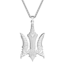 LUTAKU Men's Jewellery Falcon Biomechanical Trident Necklace for Men Boys Unisex Giger Style Falcon Locket Pendant Warrior Charm Hip Hop Chains for Men, Stainless Steel, No Gemstone