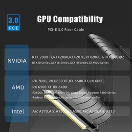 GLOTRENDS 100mm PCIe 3.0 X16 Riser Cable for Low-end PCIe 3.0 GPUs, Such as GeForce RTX 20/GTX 16/GTX 10 Series and AMD Radeon RX5000/VII/RX Vega/R9 Fury Series, etc