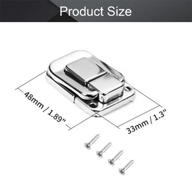 MroMax 2Pcs Toggle Catch Lock 1.89" x 1.3" (LxW) Iron Hasp Latches Silver Modern Decorative Clasp with Mounting Screws for Jewelry Case Wooden Boxes Mailbox Chest Trunk Toolbox and Suitcase