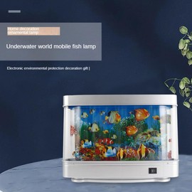 Iegefirm Aquarium Fish Light Dynamic Ocean Virtual Dolphin Landscape Tropical Artificial Cute Room Decor EU Plug