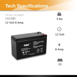 Casil CA-1280 12V 8AH Rechargeable Sealed Lead Acid Battery, F2 Terminal