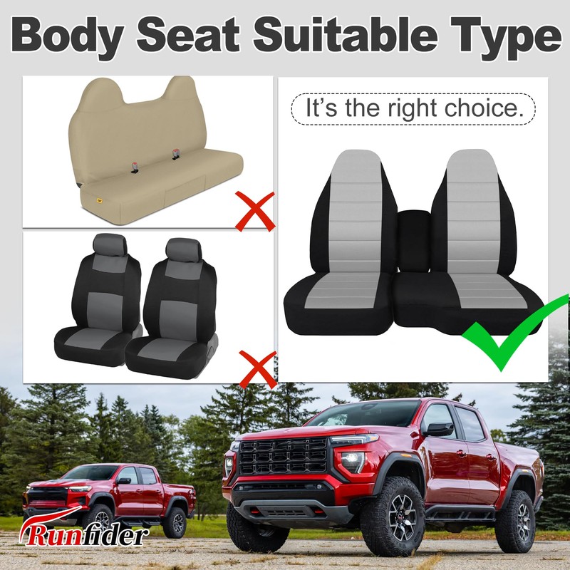 runfider Front 60/40 Split Bench Seat Cover with Console Armrest