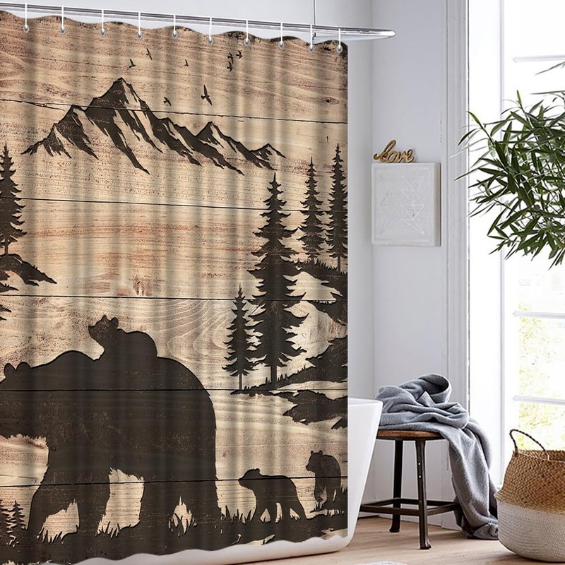 Artmyharbor Rustic Bear Family Shower Curtain