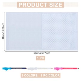 ORIGACH Sashiko Sewing Cloth (65 x 34 cm) with Pre-printed Grid Line and Marking Pen, Traditional Japanese Sashiko Sewing Cloth for Embroidery Sewing Stitching, White