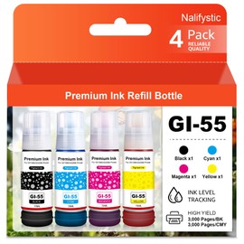 GI-55 GI55 Ink Compatible with Maxify GX1050 GX2050 Printer 4-Colour Multipack GI-55BK GI-55C GI-55M GI-55Y (Black/Cyan/Magenta/Yellow)
