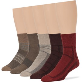7BIGSTARS KINGDOM Men's Extra Wide Cotton Quarter Socks - 5 Pack Big Tall - Stripe Pattern - Sock Size 13-15 Shoe Size 12-15 XL Brown, Light Beige, Beige, Khaki, Light Brown