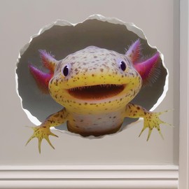 Wild Axolotl Wall Sticker – Cute Smiling Wild Axolotl Vinyl Decal for Kids Room, Aquarium Decor, or Playroom – 5.4W x 4.7H Inches
