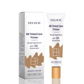 BB Blur Tinted Moisturizer SPF 30,Lightweight Hydrating BB Cream with Broad Spectrum Protection, Full Coverage for Light-Medium Skin Tone, Includes Brush (Wheat color, Medium)