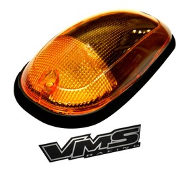 VMS RACING 5pc AMBER Cab Roof Top Marker Lights Covers with Base Kit 264146AM (with Built-in AMBER LED Bulbs) Compatible with Dodge Ram 2500 3500 03 04 05 06 07 08 09 10 11 12 13 14 15 16 17 18