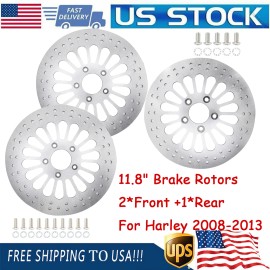 motor_dream2024 11.8" Brake Rotors 3pcs 2Front+1Rear Super Spoke  2008-2013 For Harley