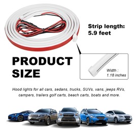 KVAEY Car Hood Light Strip, 71 Inch Flexible Dynamic Engine LED Daytime Running Light Strip, Universal Waterproof Engine Hood Cover Decor Headlight Strip for Cars Trucks SUVs (White, 71 Inch)