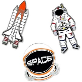 PinMart Outer Space Astronaut Space Helmet Rocket Ship Enamel Lapel Pin Set…