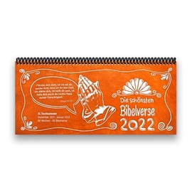 Tischkalender- Planer 2022 „Bibelverse“ Buntkalender® Orange: Starten Sie in jede neue Woche mit einem Bibelvers - XL-Kalender: 29,7 x 13,5 cm, quer, orange