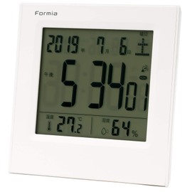 Formia HT-009RC Radio Clock Alarm Clock Easy to Read Temperature Humidity Date Day Digital Hodogaya Electronic Sales White