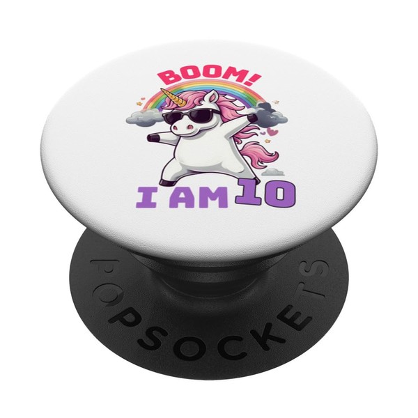 Boom I Am 10 Birthday Funny Unicorn Rainbow Kids Design