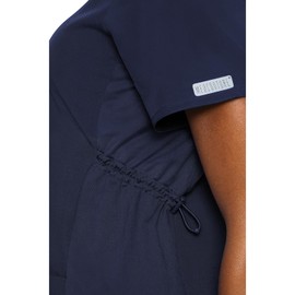 Med Couture Maternity V-Neck Scrub Top, 2 Pockets, Stretchy Side Panels with a Flattering Fit for Pregnant Ladies Plus Size MC628, 3XL, Navy