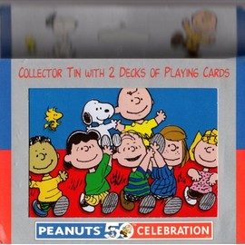 Peanuts 50th Celebration Collector Tin with 2 Decks of Playing Cards