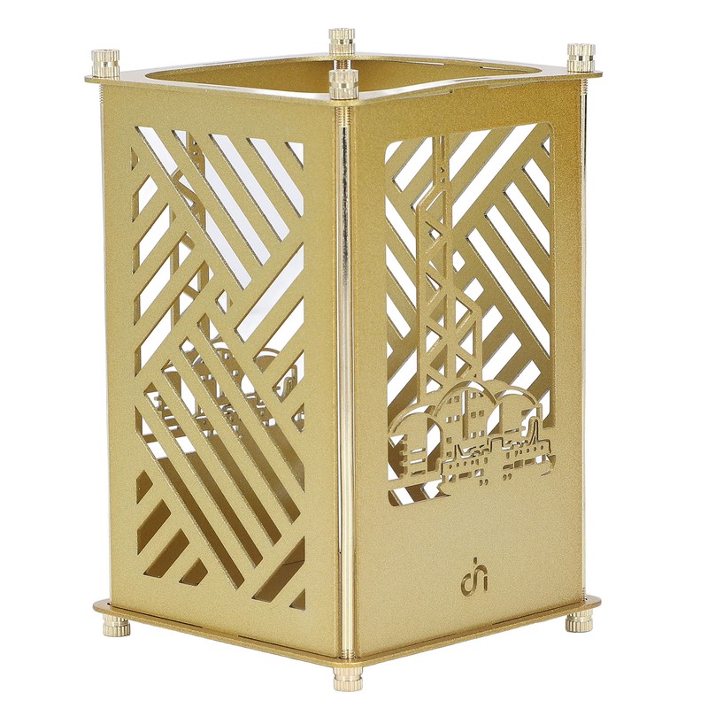 3set Pen Holder Golden Appearance Electroplating Quadrate Educational DIY Assembly