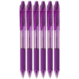 Advantage Gifts R.S.V.P. RT Colors New Retractable Ballpoint Pen, 1.0 mm Medium Tip, Purple Ink, 6-pk; Bundle with Plastic Reusable Pouch