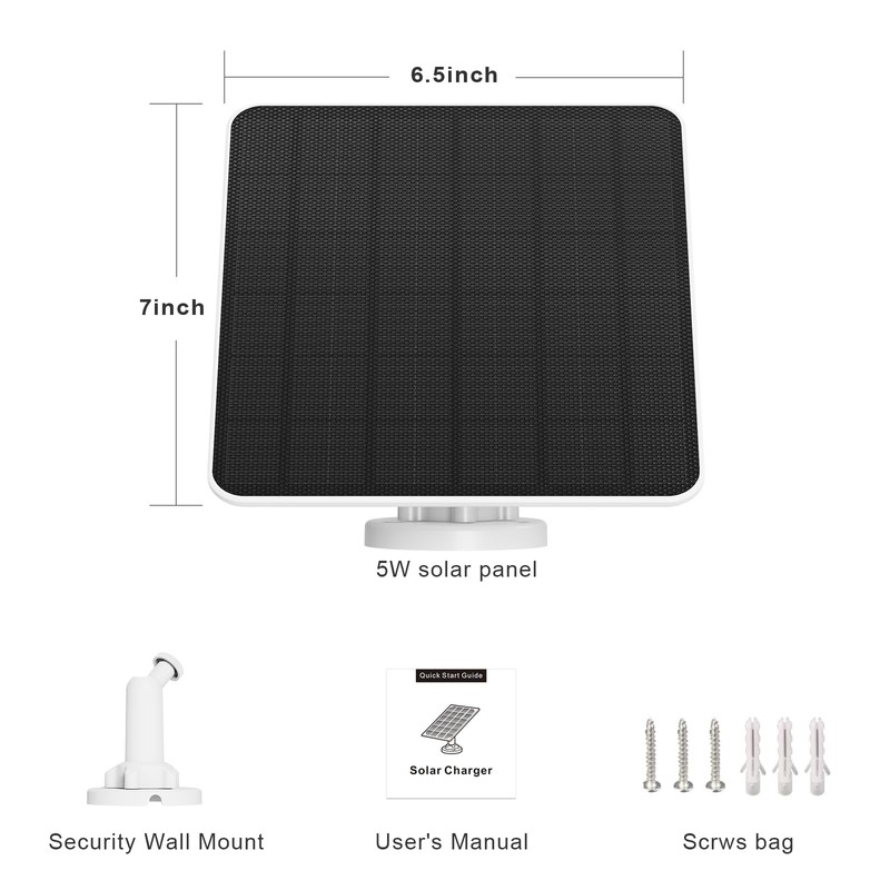 Solar Panel for Ring Camera, 5W Solar Panel Charger for