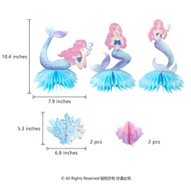 Pink Blue Mermaid Party Centerpiece Under The Sea Party Table Decorations Girls Birthday Party Supplies Coral Little Mermaid Party Decorations…