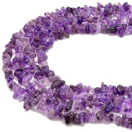PLTbeads 5-8mm Natral Healing Gemstone Waist Bracelets Necklace Kit Irregular Stone DIY Crafts Design Jewelry Making 1 Strand per Bag Approxi 34 inch (Amethyst Chips)