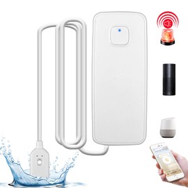 Water Leak Sensor Water Detector Water Alarm 80 dB WiFi Detector Loud Water Sensor Water Level Sensor Controllable via App Intelligent Water Sensor Alarms for Bathroom Laundry Room Kitchen