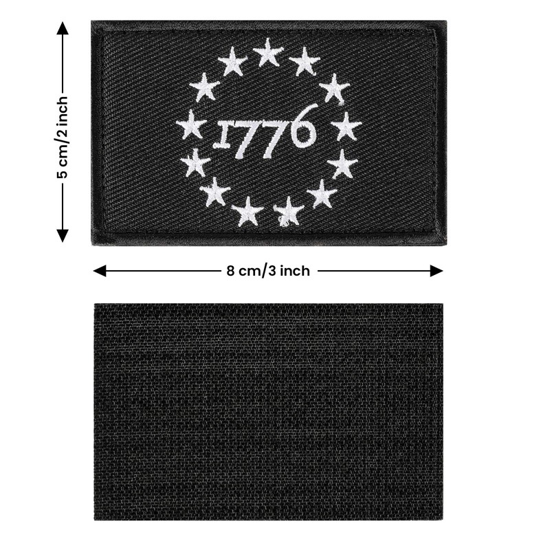 1776 Patriot Tactical Morale Patch Milltary Embroidered Applique Fastener Hook