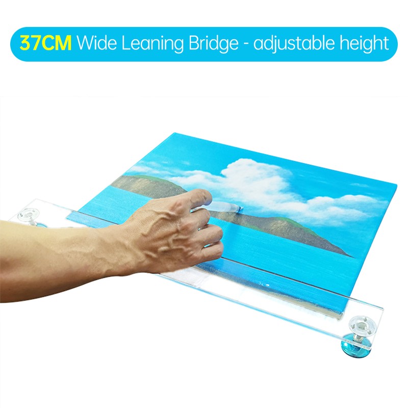 Artist Leaning Bridge 14.5inches Clear Hand and Wrist Rest Adjuatble