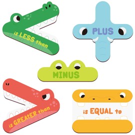 5 Pack Math Sign Magnetic Teacher Tools, Greater Than and Less Than, Plus, Minus, Equal to, Animal Math Magnets for Teacher School Classroom Supplies, Help Kids to Learn and Understand Math