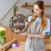 PASDUCHAS Front Door Welcome Sign, Rustic Round Wreath Colourful Floral