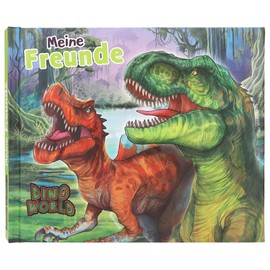Depesche 13201 Dino World Friendship Book with Dinosaur Motif, Friendship Book with 108 Pages to Enter and Decorate