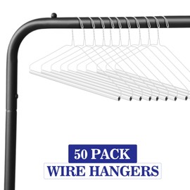 Yuntau 50 Pcs Wire Hangers Bulk Dry Cleaner Hangers with Tubs 16" Caped Clothing Hangers Suit Hangers Strut Hangers for Dry Cleaners or Home(White)