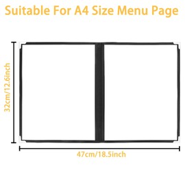 DMSELL 5Pcs A4 Double Fold Menu Covers 2 Page 4 View Menu Covers, Restaurant Menu Folder with Corner Protectors, Suitable for Restaurants, Bars, Cafes, Food and Drink