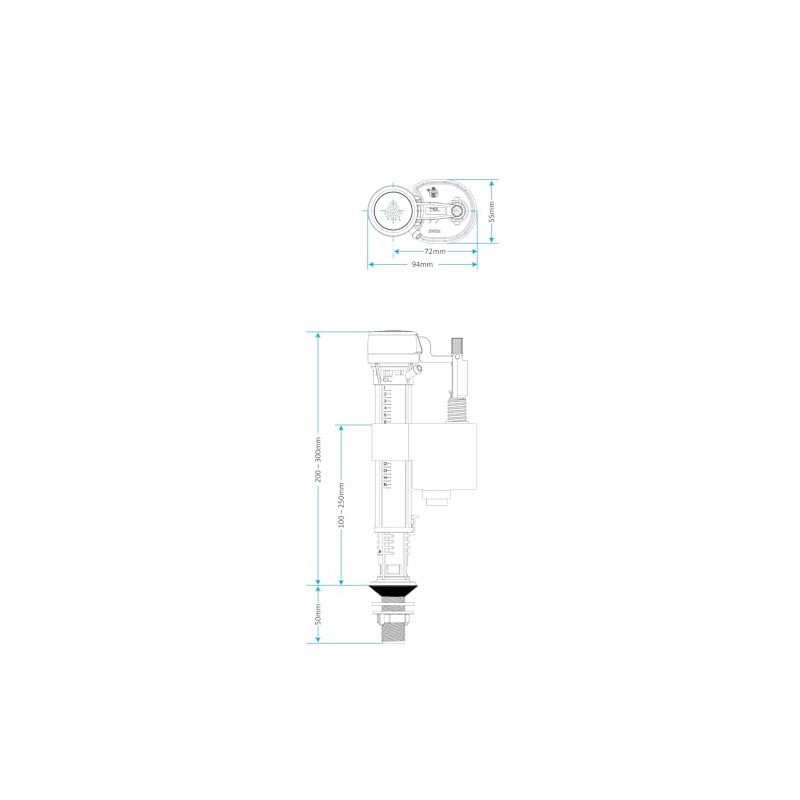 Taps2Traps Skylo Bottom Entry Adjustable Height Fill Valve for Toilet