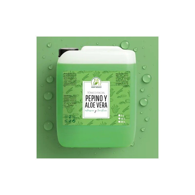 Tónico Facial Agua De Pepino & Aloe Vera 5 Litros