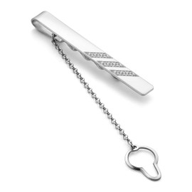 STERLL Men's Tie Clip Real Silver 925 Three Stripes Gift Box Men's Gifts, Leather