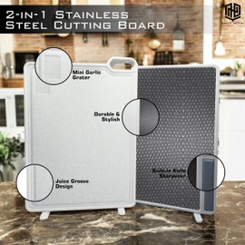 Durable Stainless Steel Cutting Board – Metal Cutting Boards for Kitchen, Premium Non Toxic Cutting Board, Best Stainless Steel Chopping Board, Tabla de Picar de Acero Inoxidable