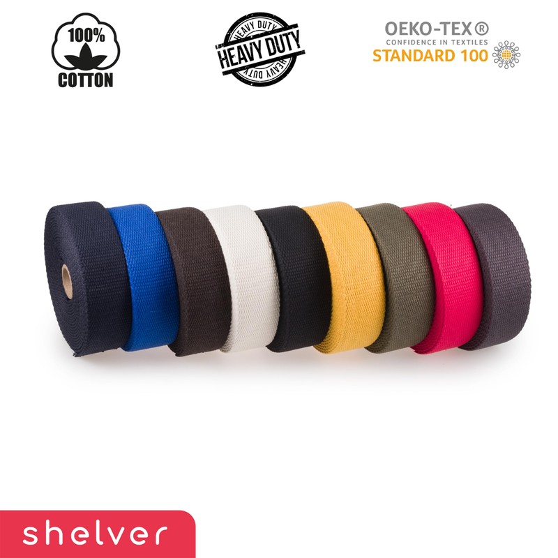 Heavy Duty Cotton Webbing Strap, 1 or 1.5 Inches and