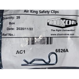 Dixon Air King AC1 Air Hose Fitting,Steel Standard Safety Clip, 5/64" Wire Dia. 25pc.