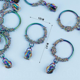 Framendino, 12 Pack Metal Zipper Pulls #5 Rainbow Replacement Sliders Round Garland Circle