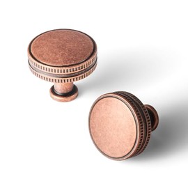 Goo-Ki Antique Copper Cabinet Drawer Knobs Zinc Alloy Kitchen Hardware - 6 Pack Single Screw/Hole Bar Pull Handles for Cupboard Wardrobe