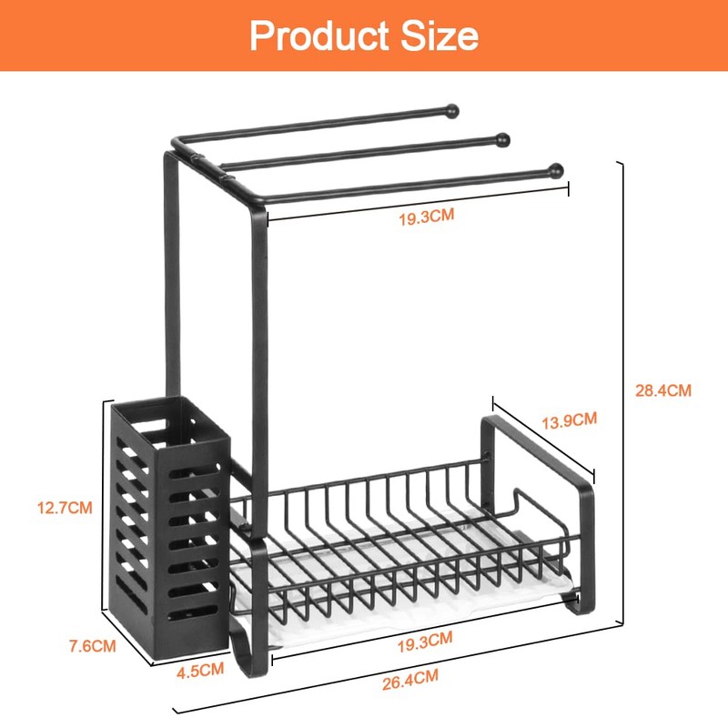 Mutool Sink Caddy Organiser, Sponge Holder with Drain Pan, Kitchen