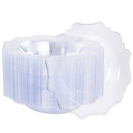 COLOSUS Clear Plastic Party Bowls (60 Pack) 14 Oz Disposable Soup/Salad Bowl, Fancy Shatterproof Dinnerware for Catering, Holidays, Weddings, and Everyday Use