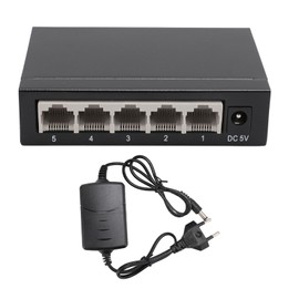 5 Port Ethernet Switch Professional High Speed 10 100Mbps Metal Shell 5 Port Network Switch for Home Network 100‑240V EU Plug