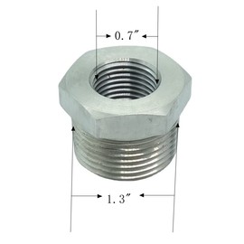 CDQBWKJGFJ 2 Pcs Stainless Steel Reducer Hex Bushing, 1" Male NPT to 1/2" Female NPT, Reducing Pipe Adapter Fitting