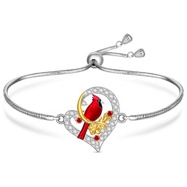 Cardinal Bracelet for Women Cardinal Gifts for Women Sterling Silver Red Bird Bracelets Memorial Charms Jewelry