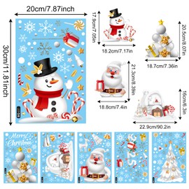FOSDICK 6 Sheets Christmas Window Stickers Reusable Christmas Window Cling Christmas Window Decal White Santa Xmas Window Stickers for Xmas Christmas Decorations Window Stickers
