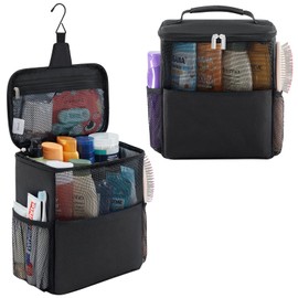 Lifewit Mesh Shower Caddy Bag Portable for College Dorm Room Essentials, Hanging Organizer Basket, Quick Dry Tote Bag for Camping, Bathroom, Beach, Travel, Large, Black