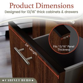 Cabinet Hero 4-Pack 13/16" Thick, 24" Length Slimline Cabinet Edge Protector – Durable Slip-On Plastic Door & Drawer Edge Guard – Prevents Shelves for Wear, Bumps, Discoloration & Damage - Black